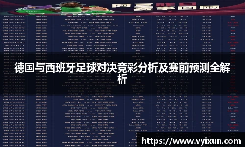 德国与西班牙足球对决竞彩分析及赛前预测全解析